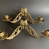 Paire de chandeliers de piano en bronze signés Gaveau, d'époque Art Nouveau
