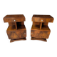 Pair of Art Deco bedside tables in walnut, left and right.