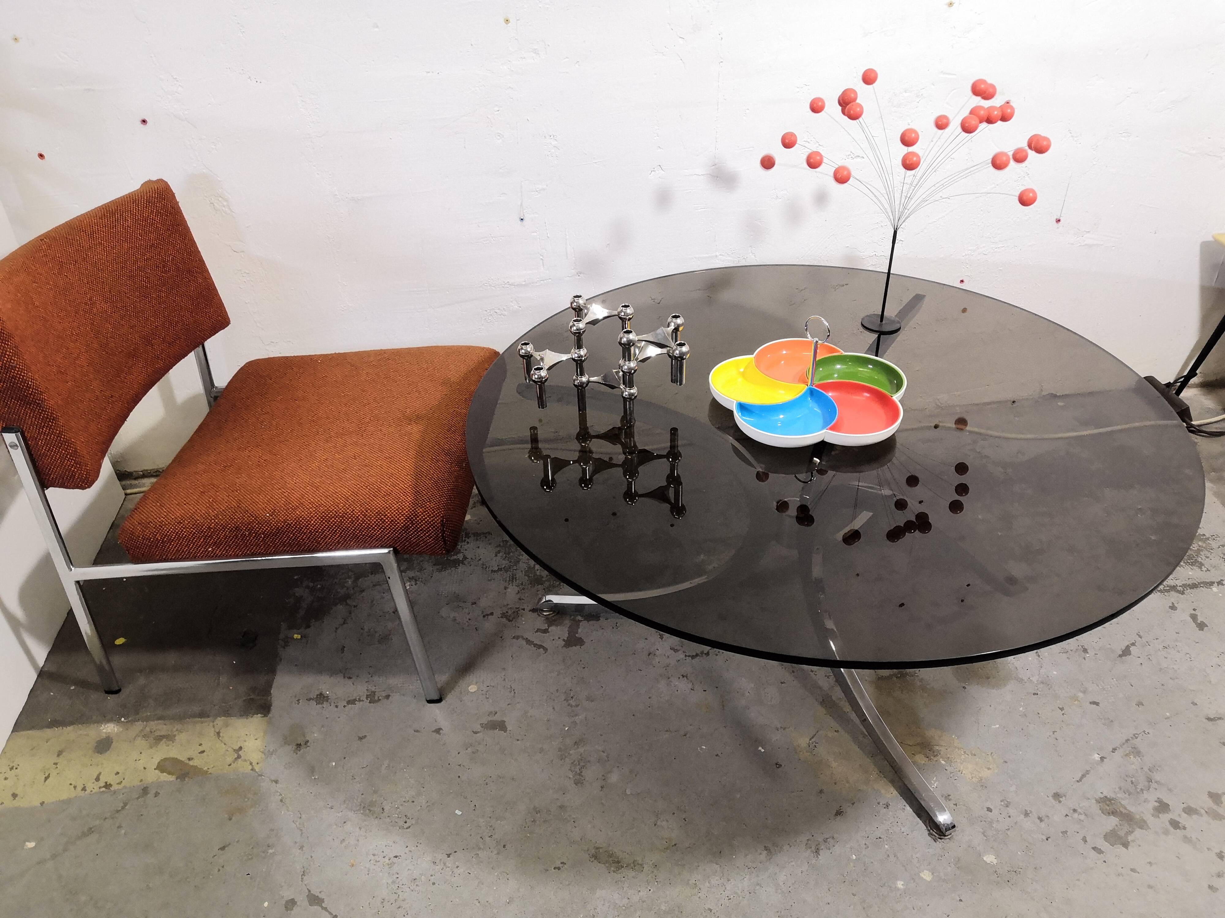 Vintage coffee table, chrome and glass