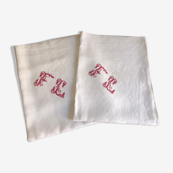 Pair of tea towels, towels with mouth