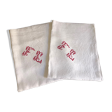 Pair of tea towels, towels with mouth