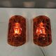 A set of wall lamps in amber-colored glass from Danish Vitrika, 1970s