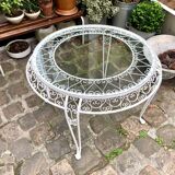 Garden furniture in white wrought iron and beveled glass early twentieth century