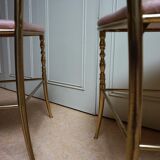 Italian Side Chairs in Golden Brass by Giuseppe Gaetano Descalzi for Chiavari, 1950, Set of 2