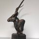Antelope gazelle bust statue, patinated bronze resin - Safari Decor