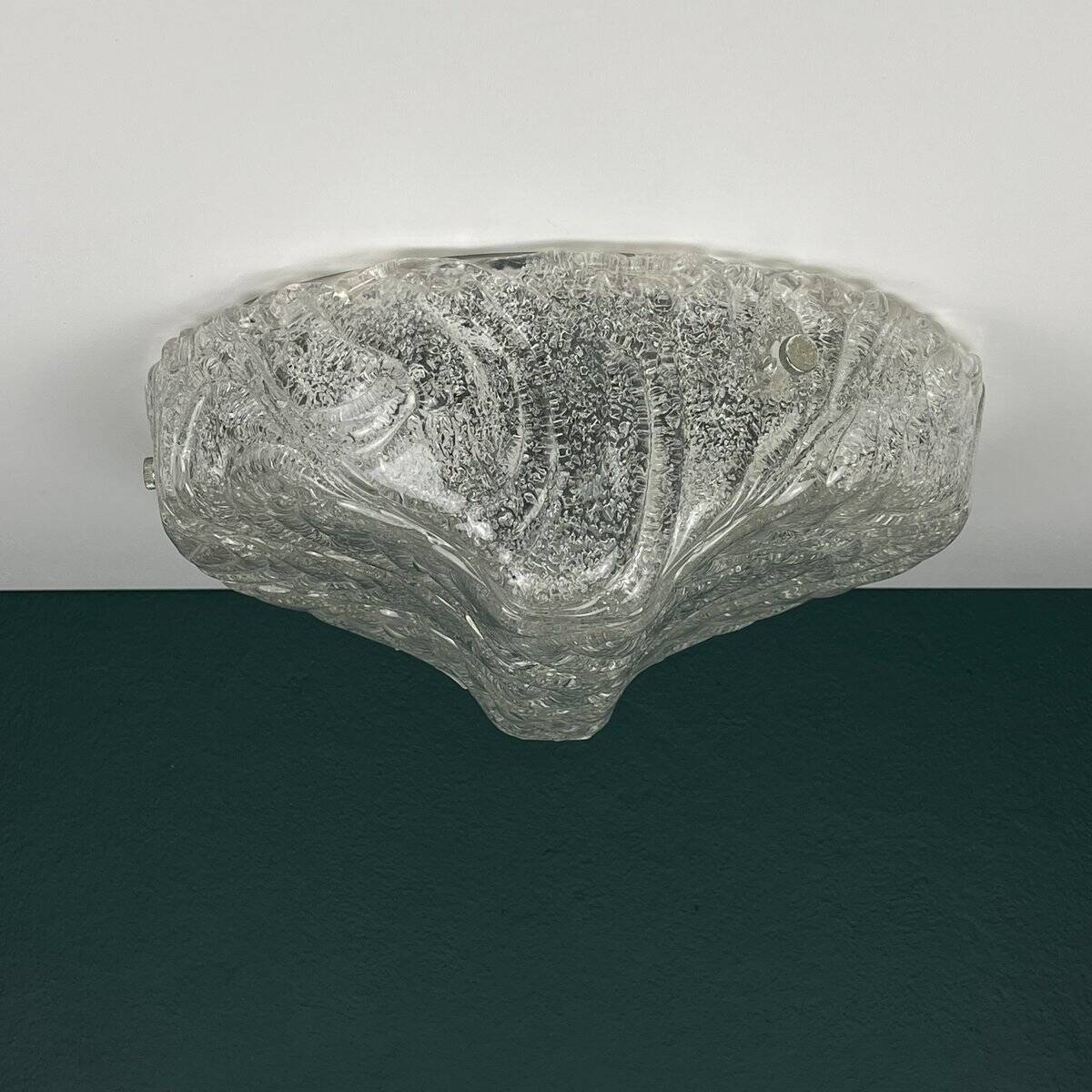 Large frosted glass ceiling lamp attributed to J.T. Kalmar, Austria, 1960s.