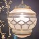 Vintage art deco globe pendant light in white and gold frosted glass