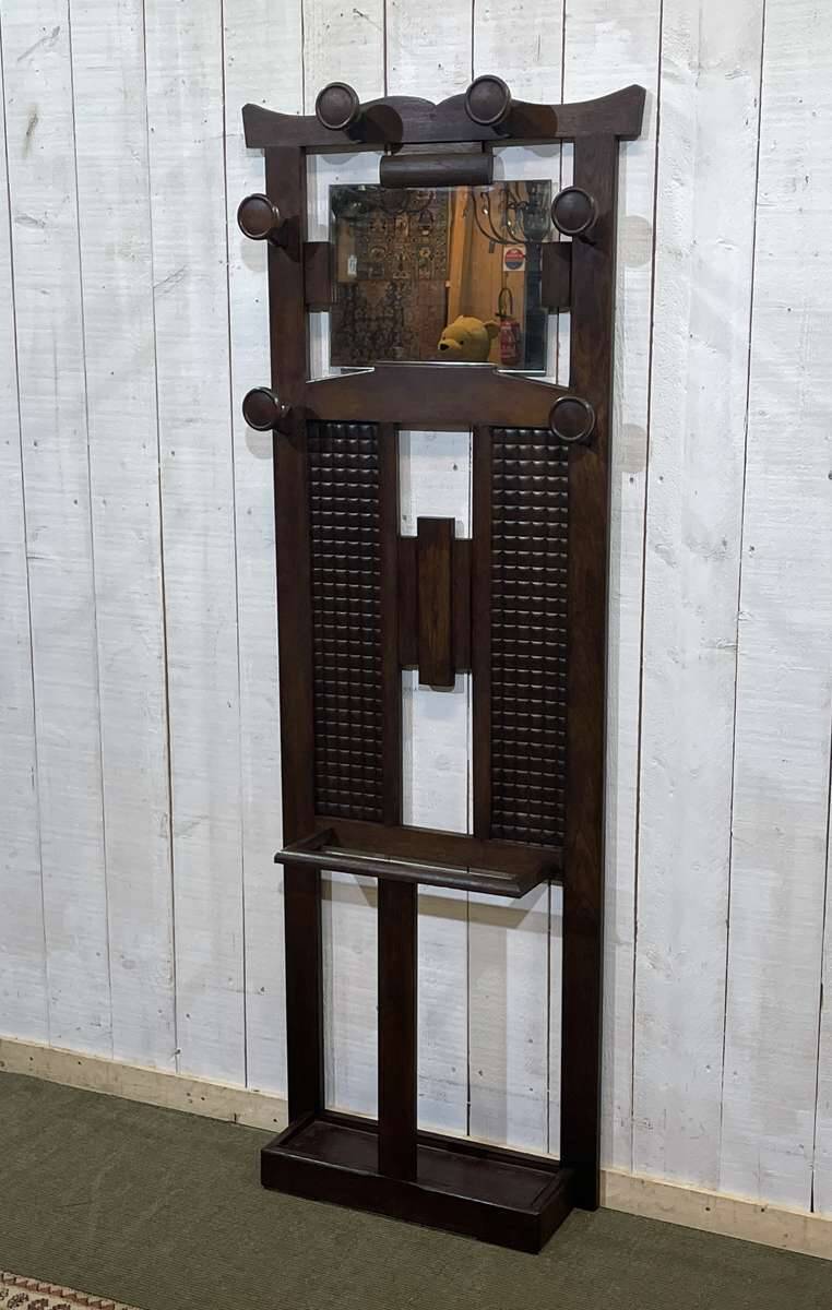 1930s oak coat rack