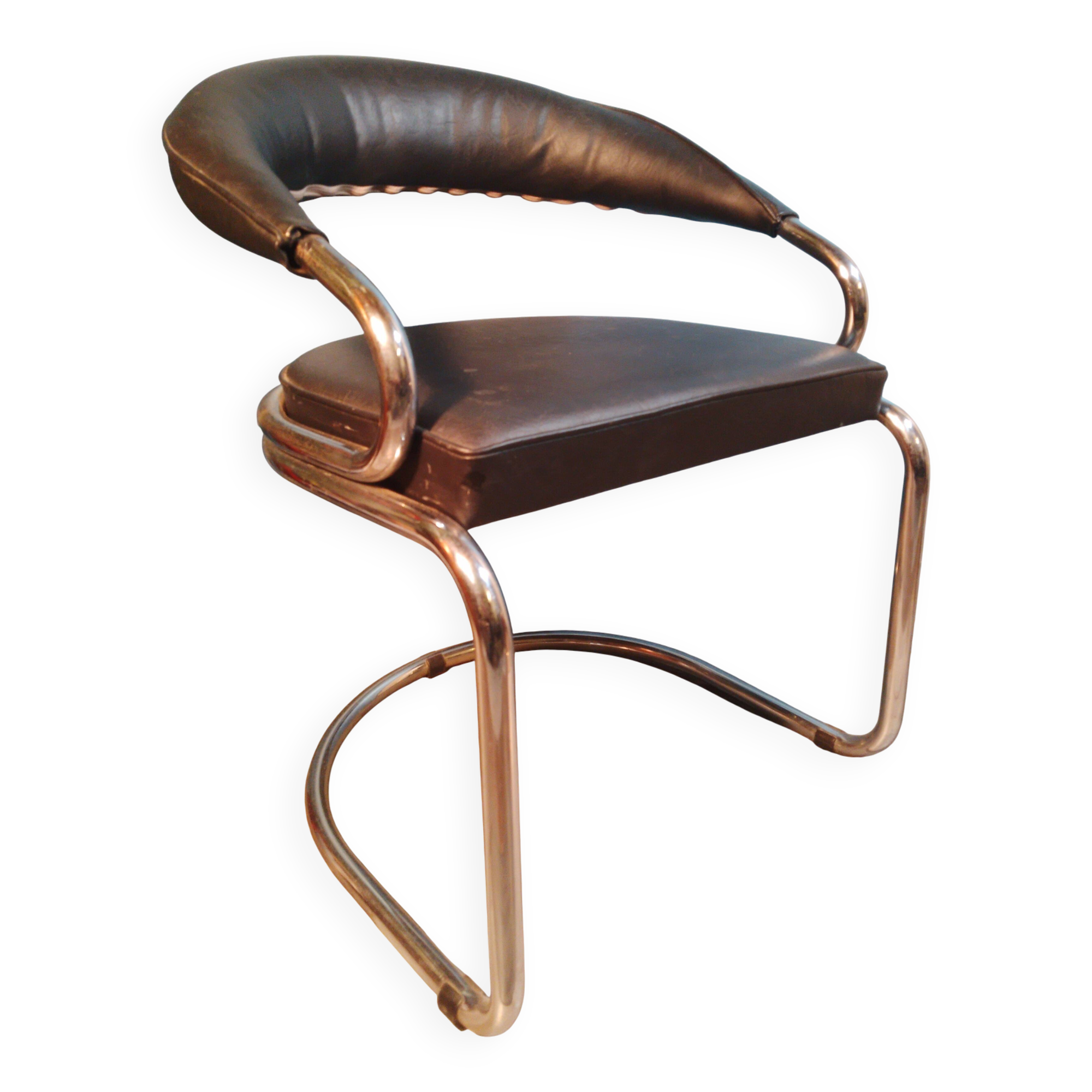 Fauteuil cuir Giotto Stoppino 1970s