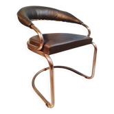 Fauteuil cuir Giotto Stoppino 1970s