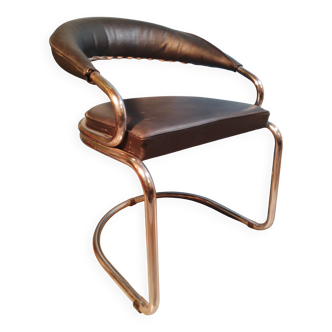 Fauteuil cuir Giotto Stoppino 1970s