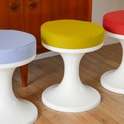 Tabouret tulipe en Plastique et Laine, Vert Matcha, Design Space Age, 1970