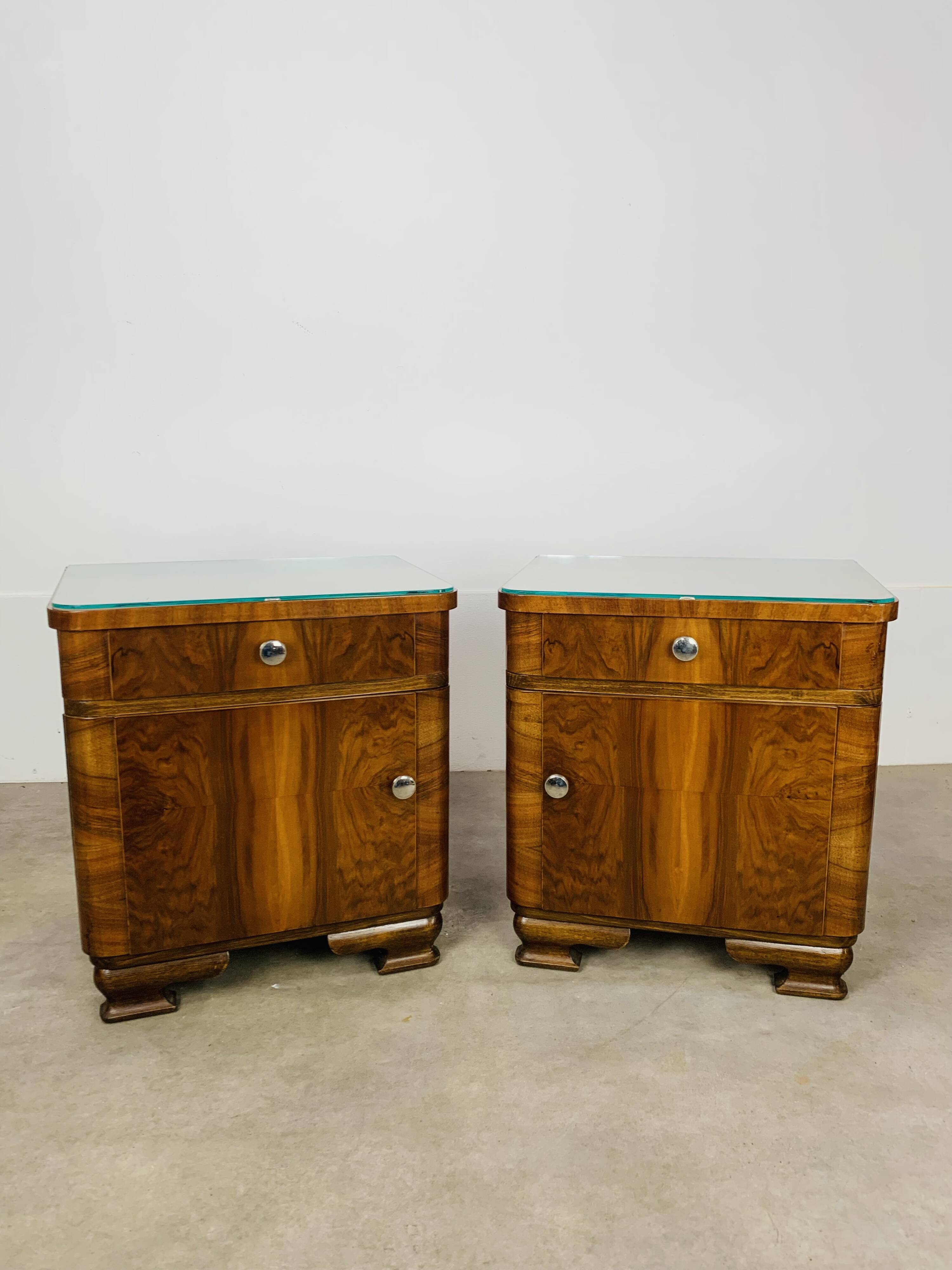 Pair of Art Deco bedside tables, 1930s