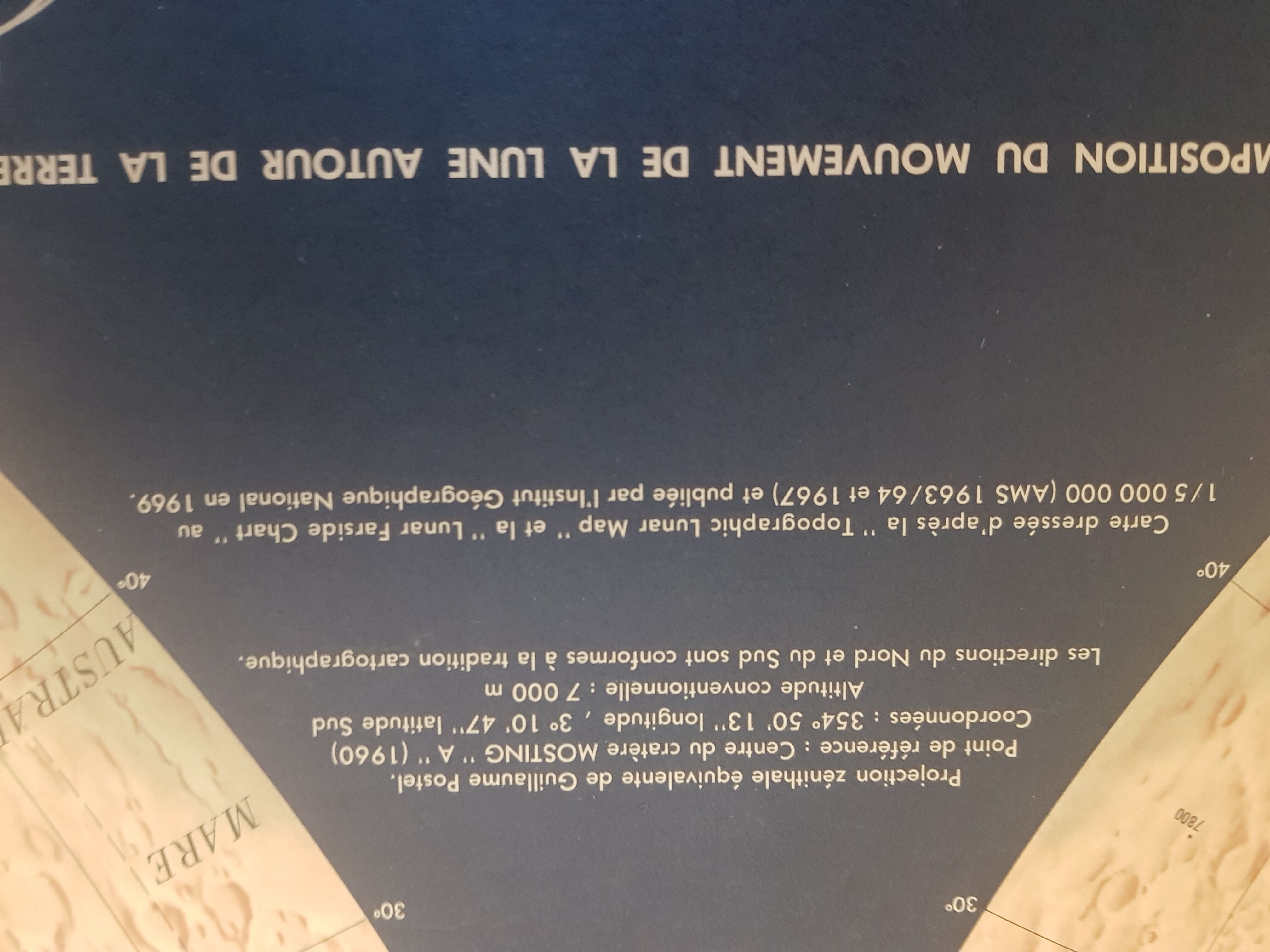 Map of the ancient moon. 1969 IGN edition after Apollo 11