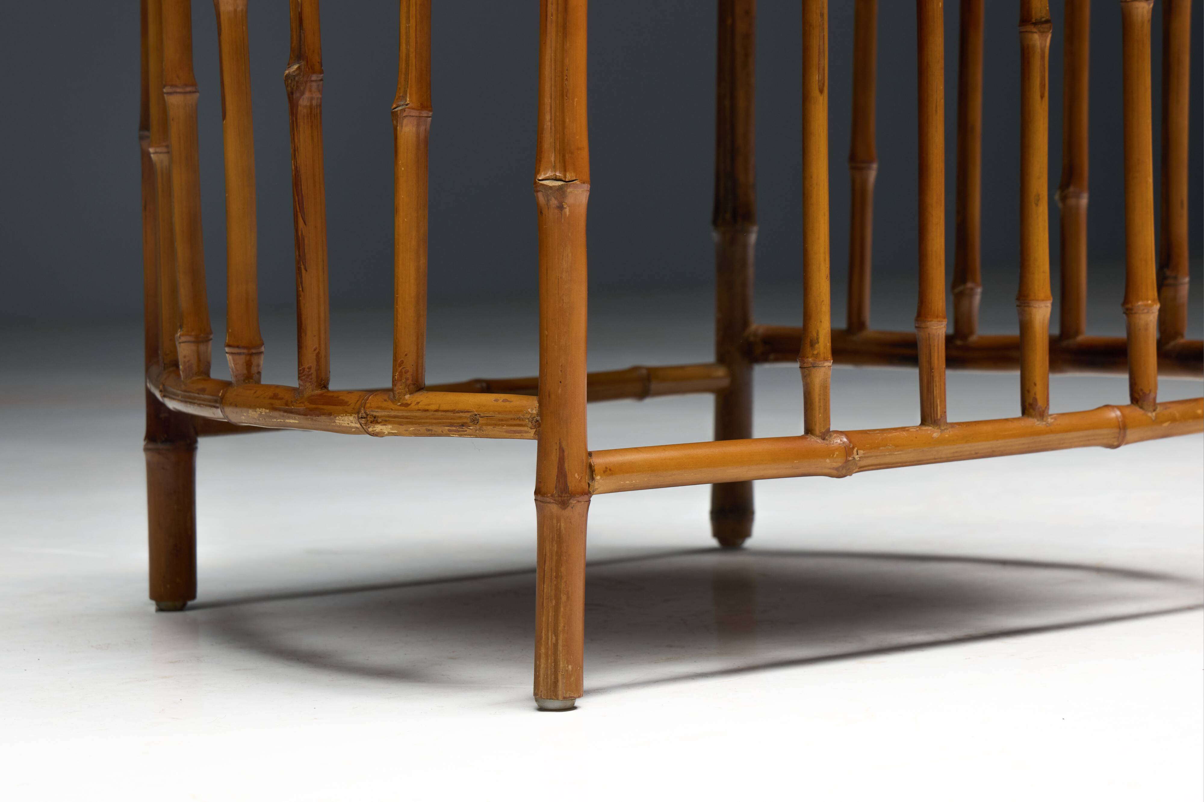 Rustic Wabi Sabi Bamboo Armchairs, France, 1970s