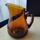 Water pitcher, dark amber blown glass decanter 1.5 L