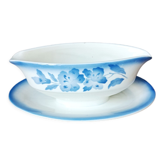 Flowered earthenware sauce boat