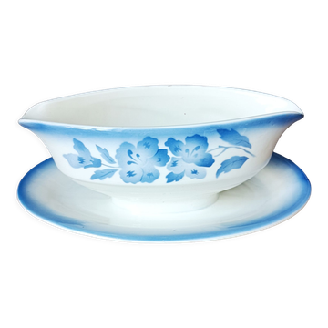 Flowered earthenware sauce boat