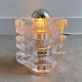 Glass Peill & Putzler table lamp, German ice glass light