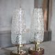 Pair of vintage lamps, bedside lamps, oblong glass globe lamps