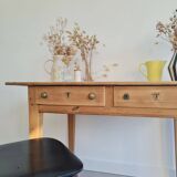 Old farmhouse table in raw wood - 2 drawers