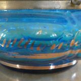 Turquoise glass box, beautifully decorated with gold motifs