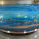 Turquoise glass box, beautifully decorated with gold motifs