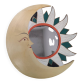 Vintage 90s wooden moon mirror