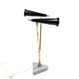 Lampe de table vintage à double lumière, Italie 1960