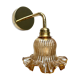 Gold bent wall light vintage tulip in amber glass.