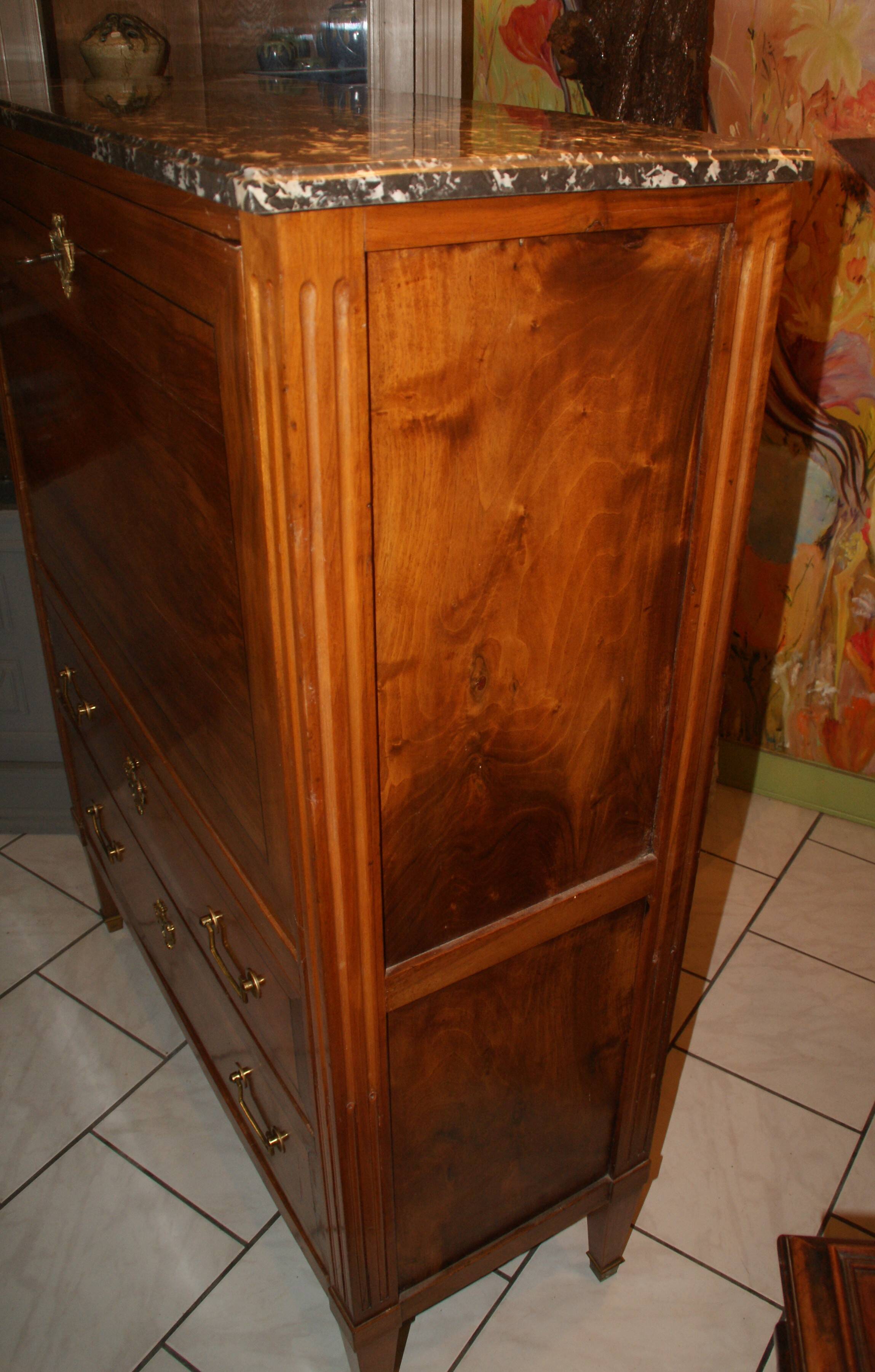 Louis XVI period light mahogany secretary