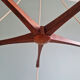 Large Scandinavian chandelier in teak and tubular white opaline, 1960.