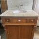 Meuble lavabo ancien Art Nouveau en bois et marbre C. Gervais Lyon