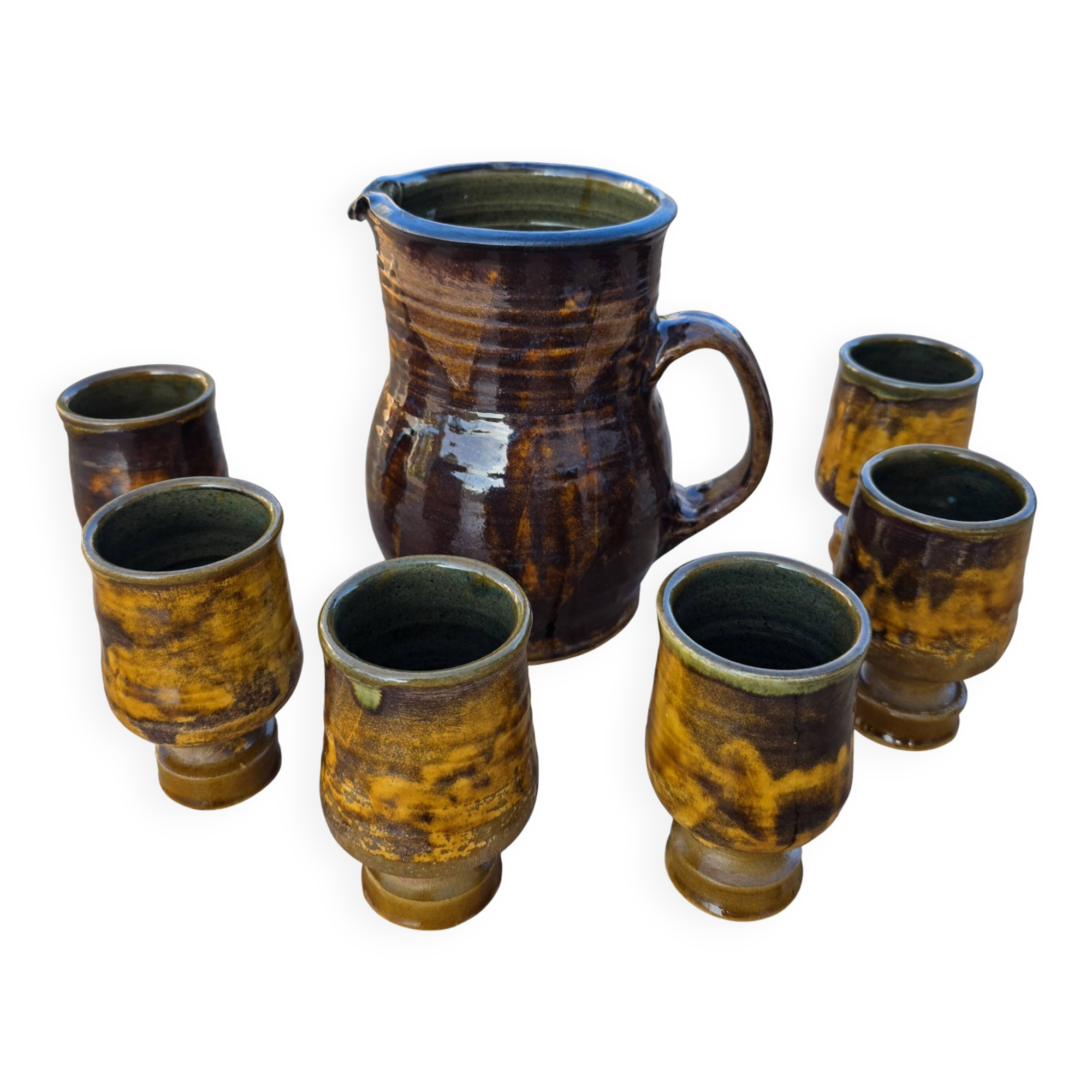 Vintage orangeade service Vallauris – Jug & 6 cups – Fa style