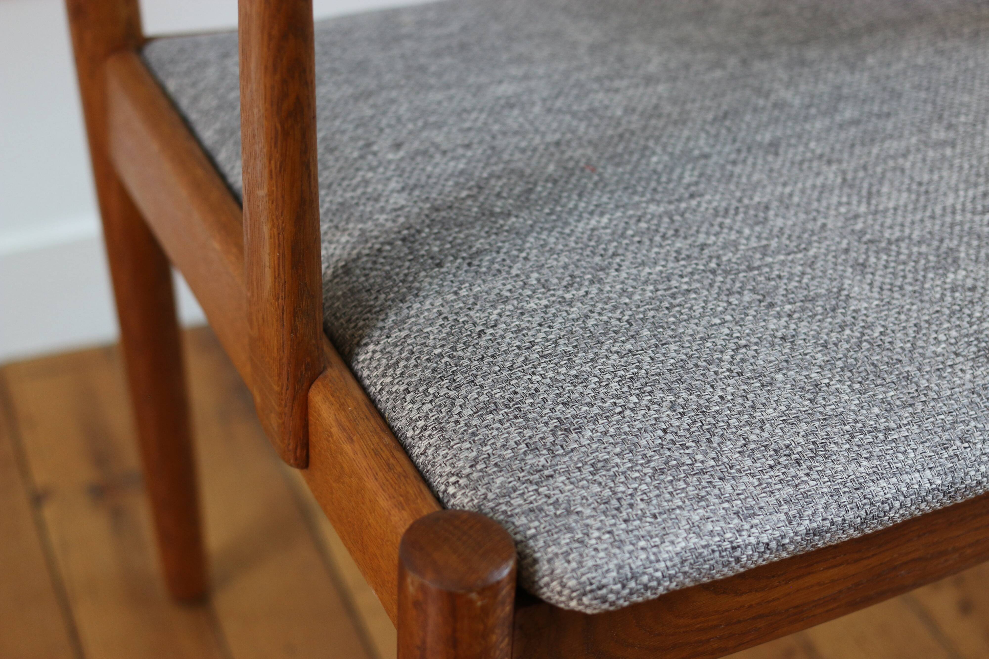 Pair of vintage Scandinavian Poul Volther J72 oak armchairs, 1960s