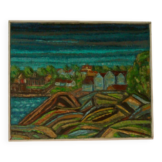 Oil on canvas "View" by Alvar Andersson