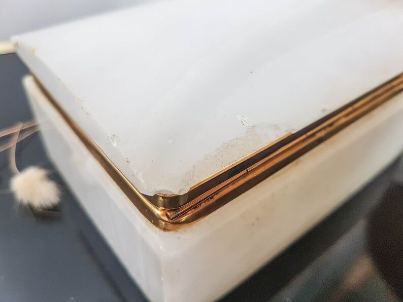 Marble and brass jewellery box