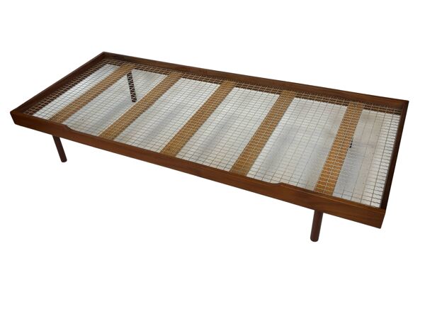 Lit de repos vintage au design minimaliste en teck des années 1960