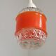 French vintage pendant light clear decorative glass shade with orange band 4449