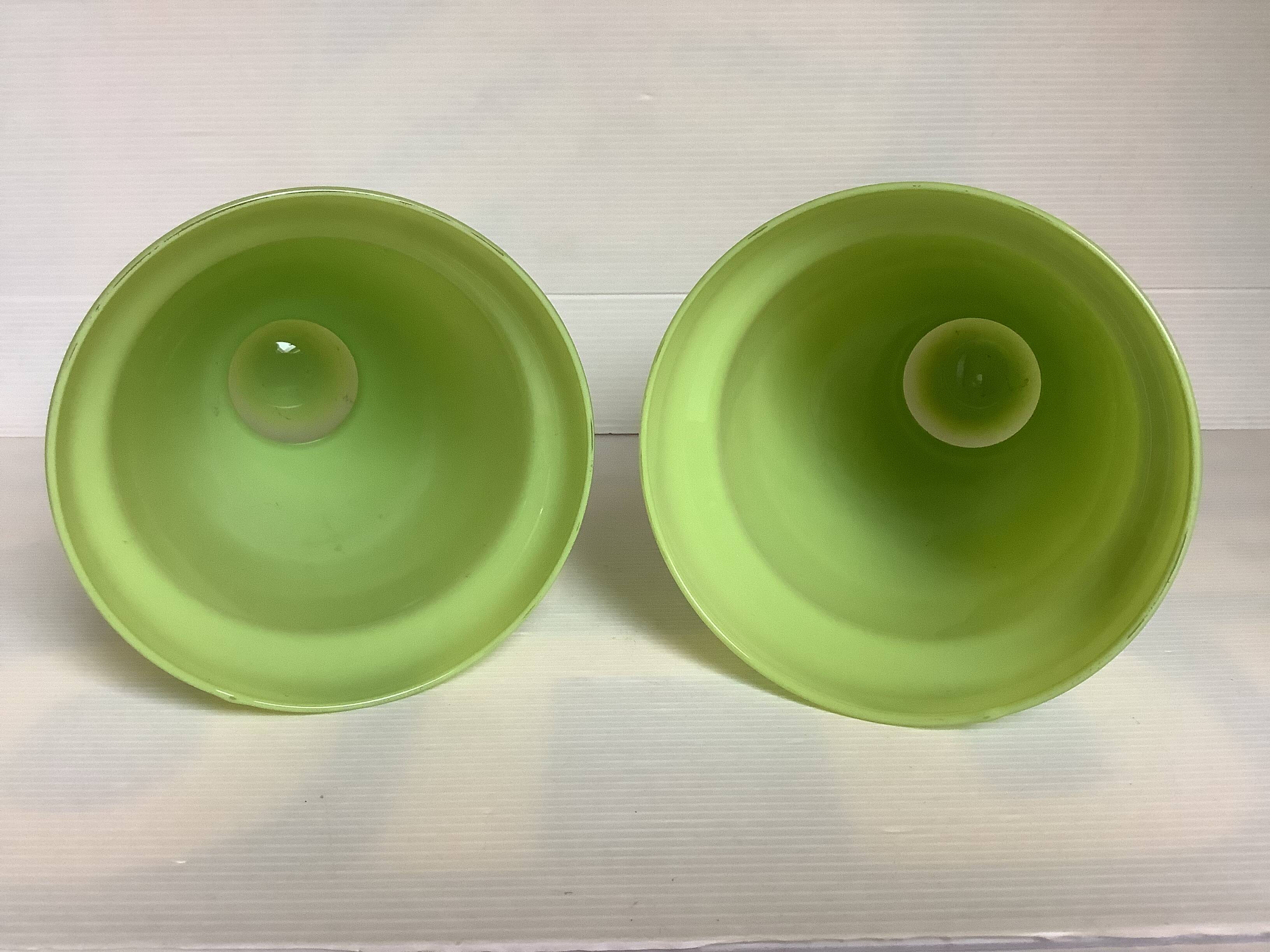 Pair of green glass paste vases