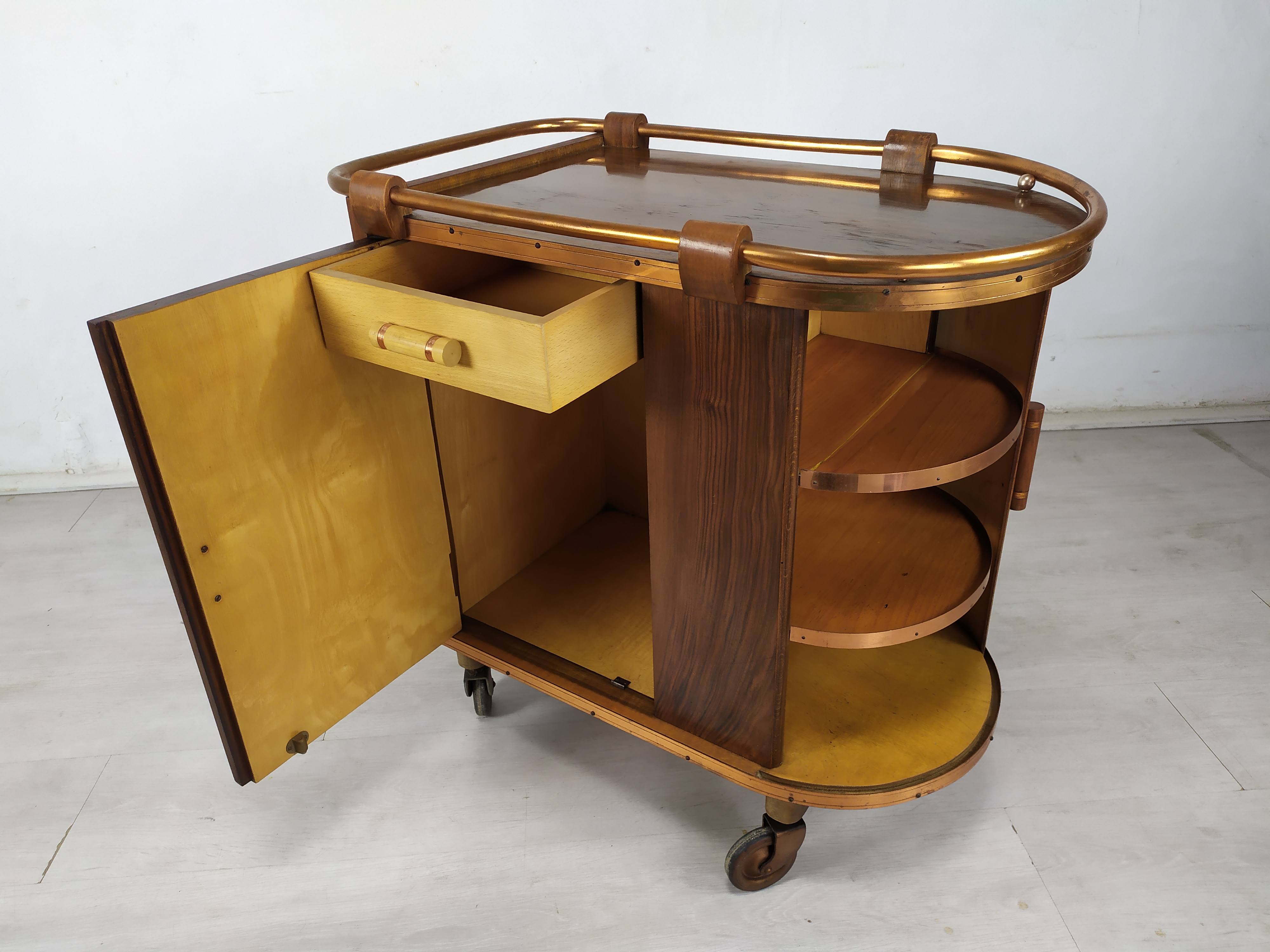 Rolling service art deco bar