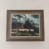 Framed reproduction painting of the painting "La Chaumière" Maurice de Vlaminck