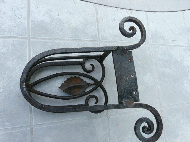 Wrought iron brush or newspaper holder hammered art deco