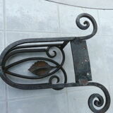 Wrought iron brush or newspaper holder hammered art deco