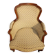 Bergère armchair in walnut and upholstered fabrics, set of 2