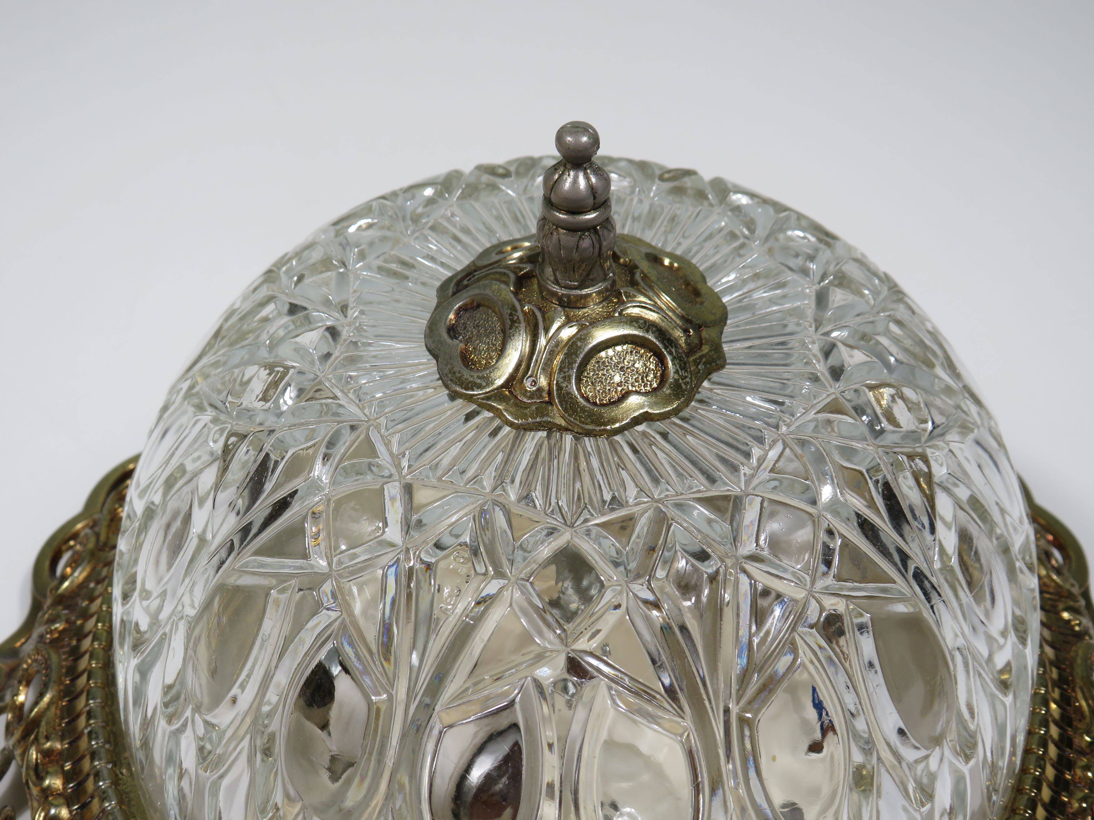 Vintage ceiling light, round, cut glass