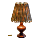 Wooden table lamp and rattan lampshade