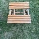 Brown wooden folding stools from the 1950s — slatted seat, folding mechanism X