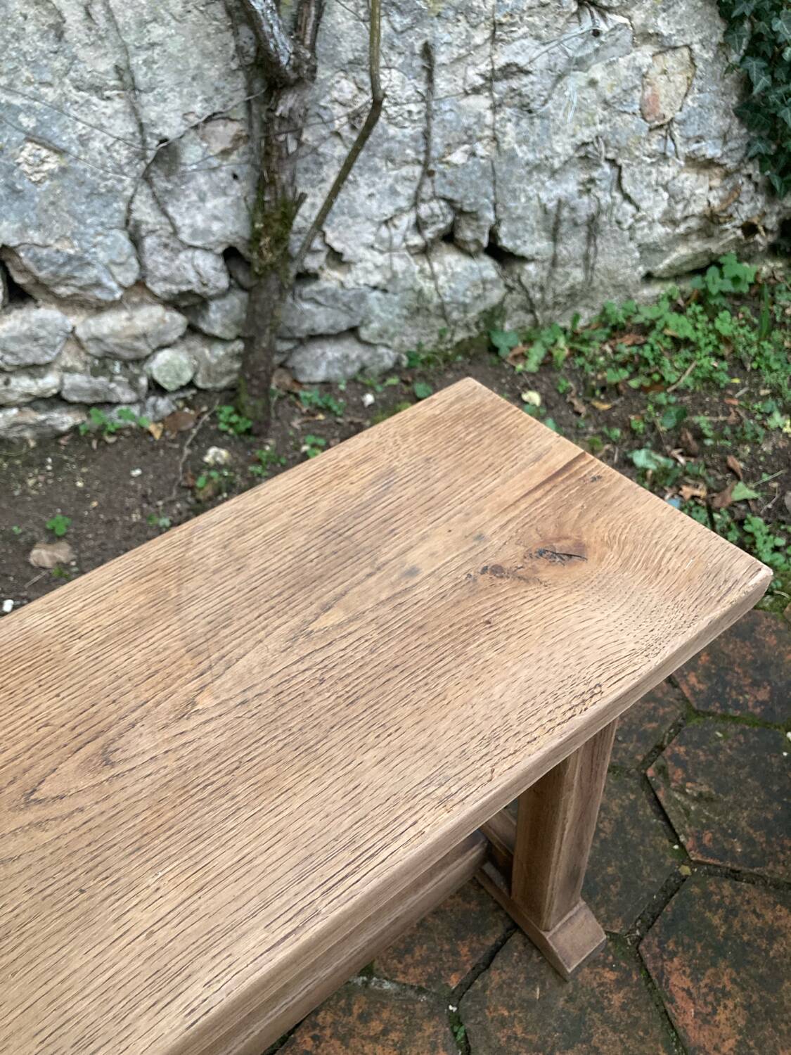 Pair of antique solid oak benches