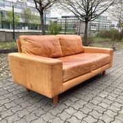 Canapé en cuir cognac vintage danois moderne du milieu du siècle